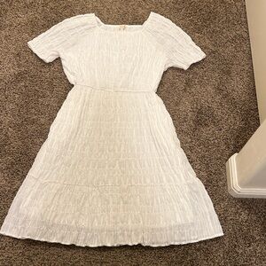 Roolee White Textured Midi Dress.